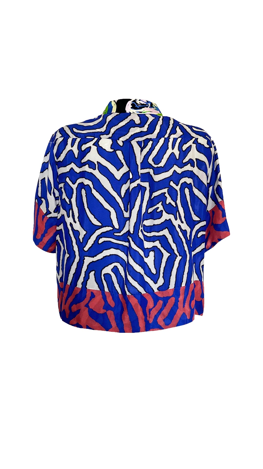 Short Sleeves Silk Shirt Bleu Nu